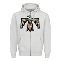 Dove Grey Western Green Aztec Thunderbird Zipper Hoodie - Bettercallsaul