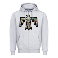 Heather Grey Western Green Aztec Thunderbird Zipper Hoodie - Bettercallsaul