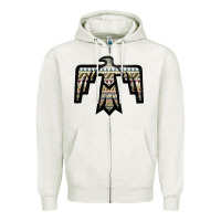 Oatmeal Heather Western Green Aztec Thunderbird Zipper Hoodie - Bettercallsaul