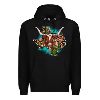 Black texas longhorn texas map Premium Hoodie - JahusDesignShop