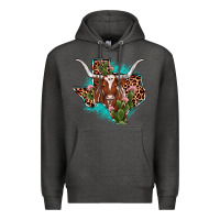 Charcoal Heather texas longhorn texas map Premium Hoodie - JahusDesignShop