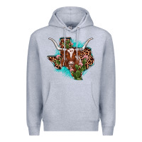 Heather Grey texas longhorn texas map Premium Hoodie - JahusDesignShop