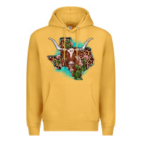 Mustard texas longhorn texas map Premium Hoodie - JahusDesignShop