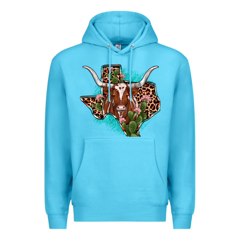 Texas Longhorn Texas Map Premium Hoodie by JahusDesignShop | Teevron