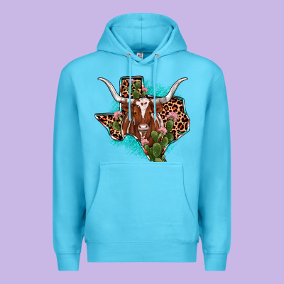 Texas Longhorn Texas Map Premium Hoodie Designed By Jahusdesignshop