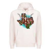 Pale Pink texas longhorn texas map Premium Hoodie - JahusDesignShop
