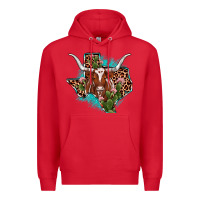 Red texas longhorn texas map Premium Hoodie - JahusDesignShop
