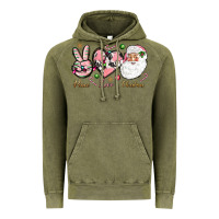 Vintage Olive pink peace love christmas Vintage Hoodie - NancyCooperArtShop
