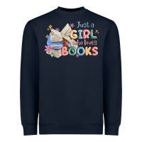 Navy just a girl who loves books Heavyweight Sweatshirt - MaliasSmallBusiness