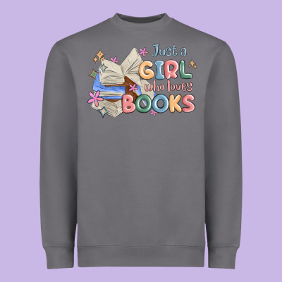 Just A Girl Who Loves Books Heavyweight Sweatshirt Designed By Maliassmallbusiness