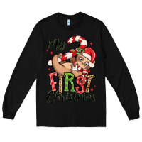 Black my first christmas cute christmas sloth Long Sleeve Tee - MaliasSmallBusiness