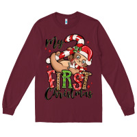 Burgundy my first christmas cute christmas sloth Long Sleeve Tee - MaliasSmallBusiness