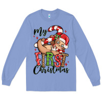 Colony Blue my first christmas cute christmas sloth Long Sleeve Tee - MaliasSmallBusiness