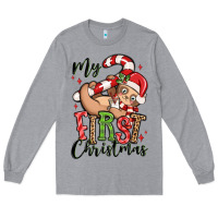 Heather Grey my first christmas cute christmas sloth Long Sleeve Tee - MaliasSmallBusiness