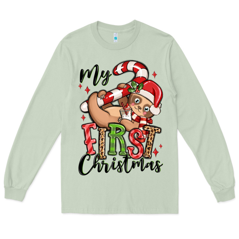 My First Christmas Cute Christmas Sloth Long Sleeve Tee by MaliasSmallBusiness | Teevron