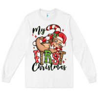 White my first christmas cute christmas sloth Long Sleeve Tee - MaliasSmallBusiness