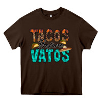 Chocolate Brown tacos before vatos Heavy Core Tee - RacoonDesign