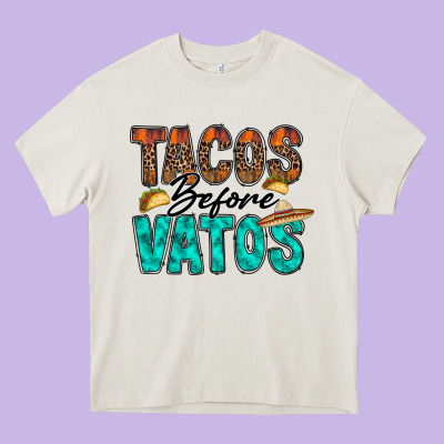 Tacos Before Vatos Heavy Core Tee Designed By Racoondesign