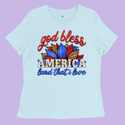 God Bless America Land That I Love Ladies Tee Designed By Hra Design Shop