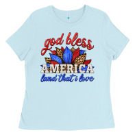 Baby Blue god bless america land that i love Ladies Tee - HRA Design Shop
