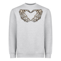 Heather Grey skeleton heart Heavyweight Sweatshirt - MaliasSmallBusiness