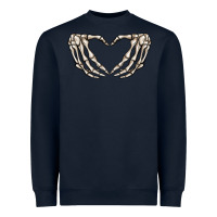 Navy skeleton heart Heavyweight Sweatshirt - MaliasSmallBusiness