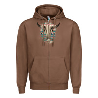 Chestnut Western Aztec Bull Skull Zipper Hoodie - Bettercallsaul