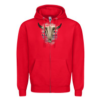 Red Western Aztec Bull Skull Zipper Hoodie - Bettercallsaul