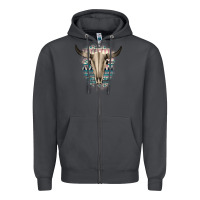 Smoke Western Aztec Bull Skull Zipper Hoodie - Bettercallsaul