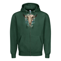 Sports Green Western Aztec Bull Skull Zipper Hoodie - Bettercallsaul