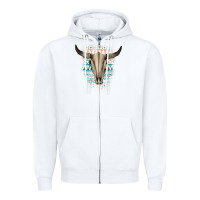 White Western Aztec Bull Skull Zipper Hoodie - Bettercallsaul