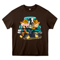 Chocolate Brown farm truck farm animals Heavy Core Tee - FaDigitalArtStudio