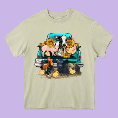 Farm Truck Farm Animals Heavy Core Tee Designed By Fadigitalartstudio