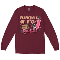 Burgundy essentials of a baddie Long Sleeve Tee - MaliasSmallBusiness