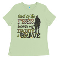 Matcha land of the free because my daddy is brave Ladies Tee - HRA Design Shop