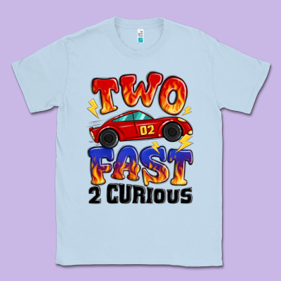 Two Fast Two Curious Boys Birthday Racing Car Classic Tee Designed By Maliassmallbusiness