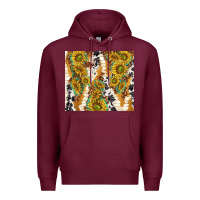 Burgundy sunflowers with patterns Premium Hoodie - TumblerDesignByShophia