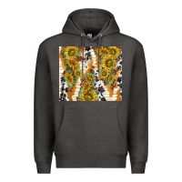 Charcoal Heather sunflowers with patterns Premium Hoodie - TumblerDesignByShophia