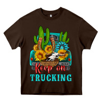 Chocolate Brown keep on trucking with western truck Heavy Core Tee - HRA Design Shop