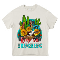 Cream keep on trucking with western truck Heavy Core Tee - HRA Design Shop