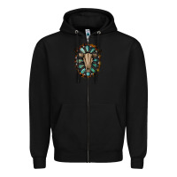 Black Western Gemstone Bull Skull Zipper Hoodie - Bettercallsaul