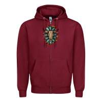 Burgundy Western Gemstone Bull Skull Zipper Hoodie - Bettercallsaul