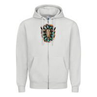Dove Grey Western Gemstone Bull Skull Zipper Hoodie - Bettercallsaul