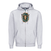Heather Grey Western Gemstone Bull Skull Zipper Hoodie - Bettercallsaul