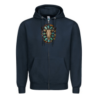 Navy Western Gemstone Bull Skull Zipper Hoodie - Bettercallsaul