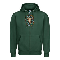 Sports Green Western Gemstone Bull Skull Zipper Hoodie - Bettercallsaul