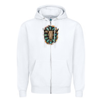 White Western Gemstone Bull Skull Zipper Hoodie - Bettercallsaul