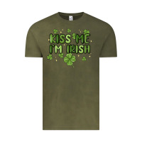 Vintage Olive kiss me i'm irish Vintage Tee - MaliasSmallBusiness