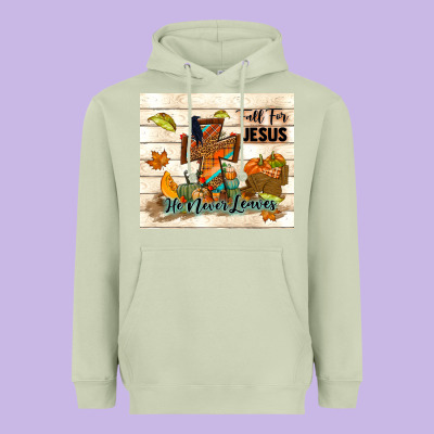 Fall For Jesus He Never Leaves Heavyweight Hoodie Designed By Tumblerdesignbyshophia