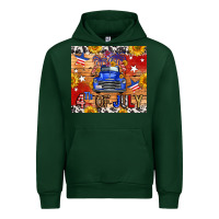 Forest Green Fourth Of July Truck Urban Hoodie - FaDigitalArtStudio